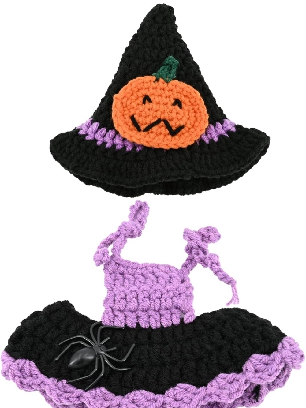 Labubu Crochet Witch Pumpkin Dress and Hat Costume-NWT!